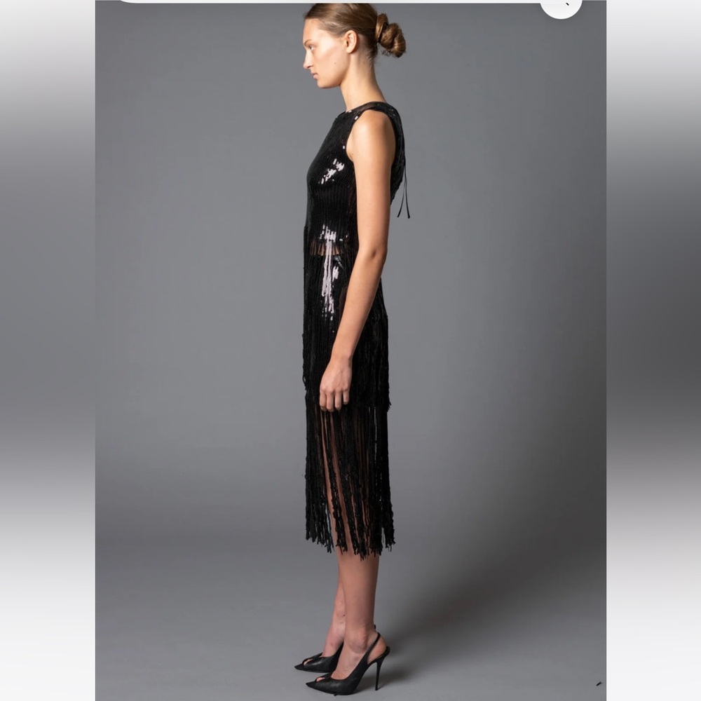 Le Superbe Size 6 NWT Stunning Volcanic Glass Fringed top, lined, back zipper - Picture 13 of 15